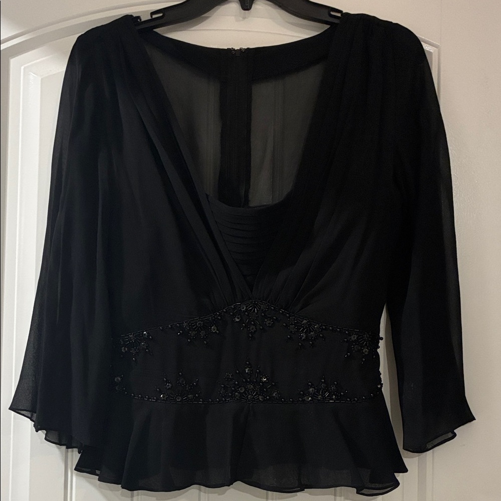 Guess Black Sheer Blouse with Embellishments
